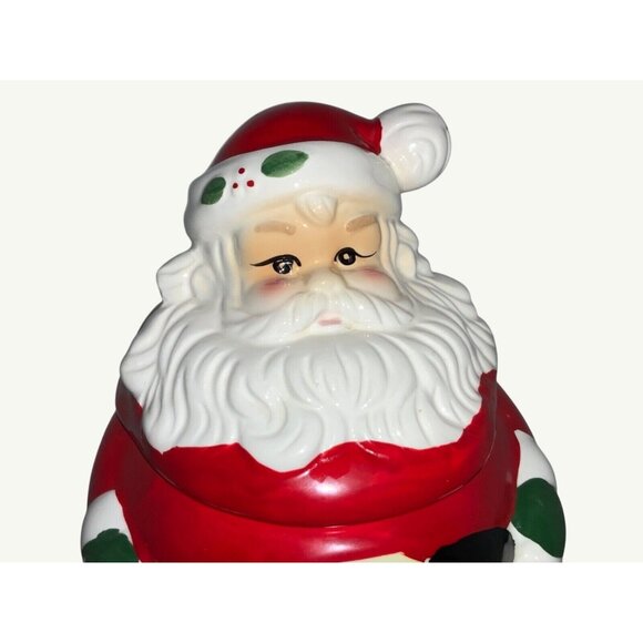 Christmas Cookie Jar Santa in Candy Cane Chair - Picture 2 of 9